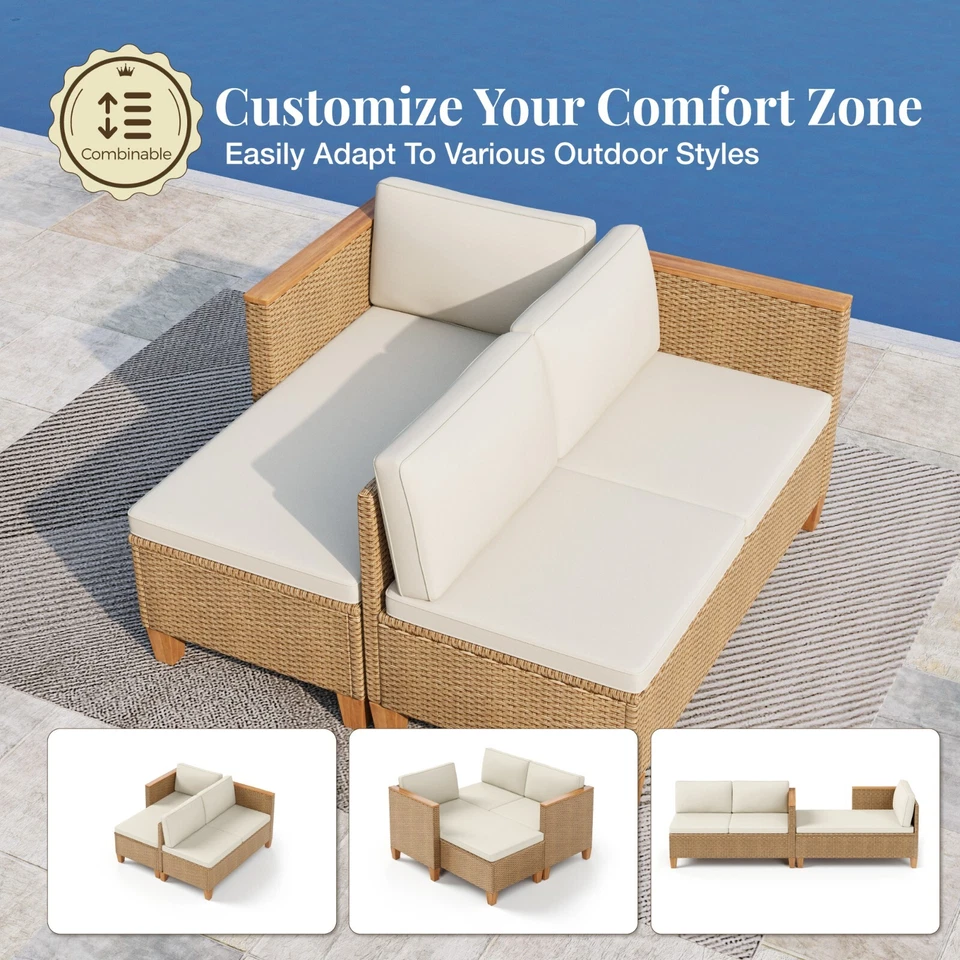 Muebles de exterior Muebles de ratán Patio Conversación Set Sofá de mimbre Exterior Foto 2 de 4