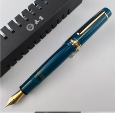 2023 Junlai WingSung 630 Jumbo Piston Fountain Pen Blue Flat Top  0.6mm Nib