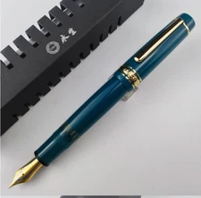 2023 Junlai WingSung 630 Jumbo Piston Fountain Pen Blue Flat Top  0.6mm Nib