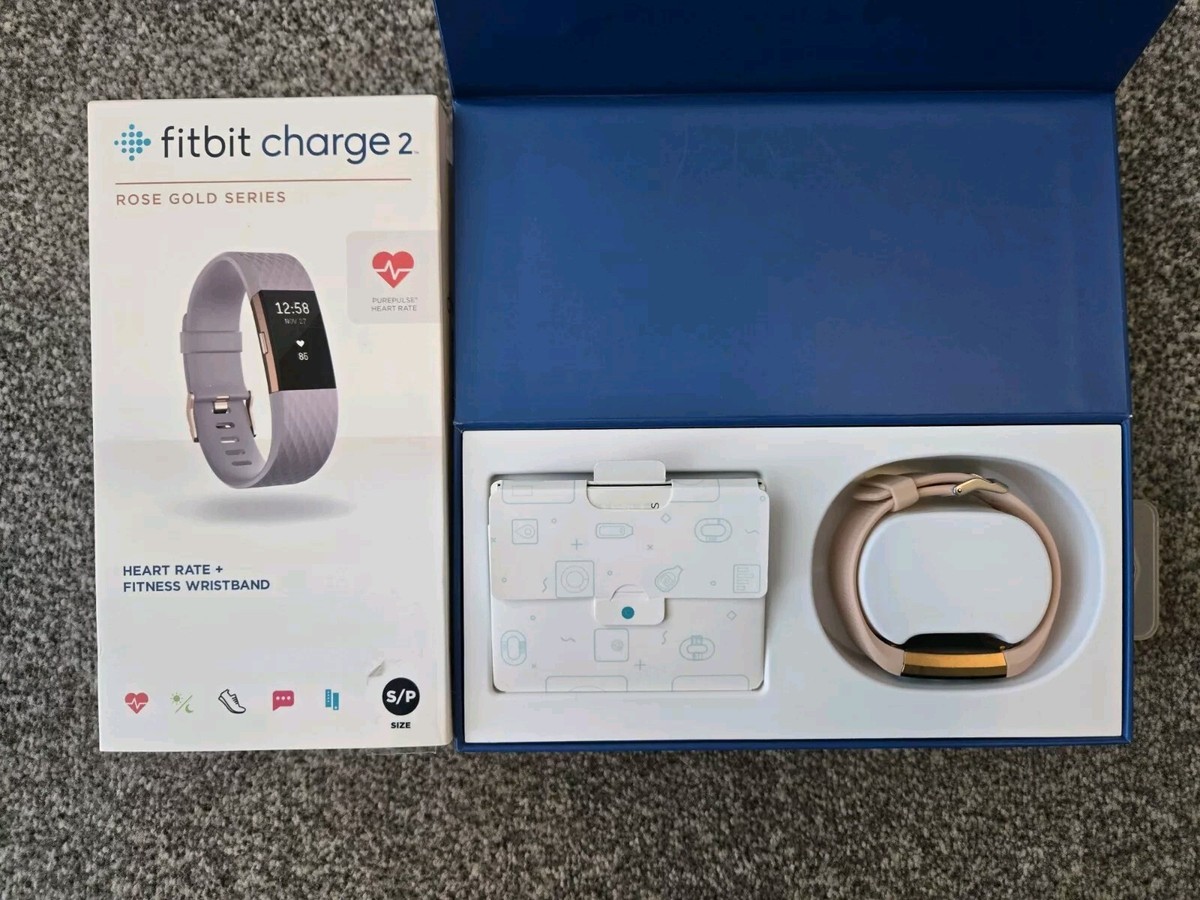 Fitbit Charge Heart Rate and Fitness Wristband Rose Gold With Box  Charger