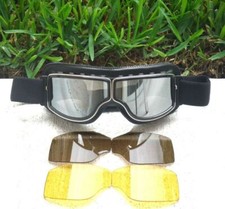 Galaxylense Motorradbrille Vintage Pilot Harley 3-Farben Gl&auml;ser 3 Color Lenses