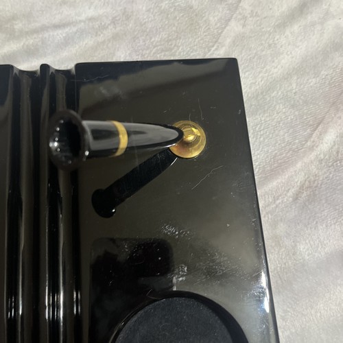 Vtg Pen Holder Office Work Ballpoint Writing Desk Pencil Black - Picture 4 of 5