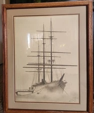 William C GILPIN Authentic Lithograph SAILBOAT "MORNING MIST"  #10  SiGNED Rare