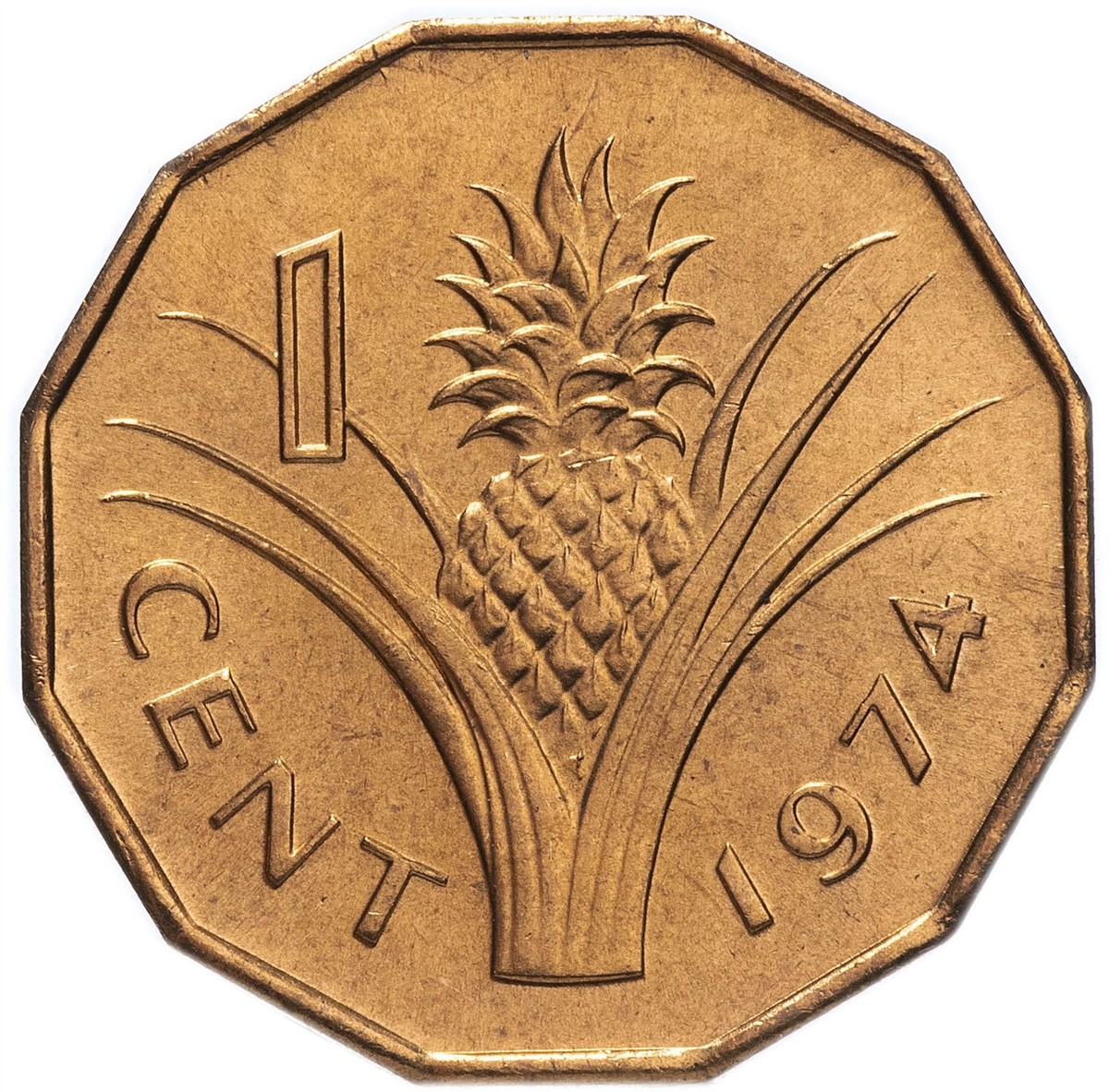 Eswatini | 1 Cent Coin | King Sobhuza II | Pineapple | KM7 | 1974