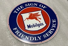 12in Mobil Mobilgas  Gasoline Gas Vintage Style Heavy Steel Metal Sign Oil