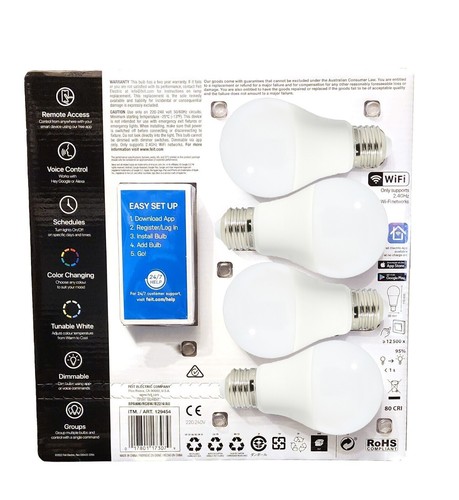4 x Pack FEIT Dimmable Wifi Colour RGB LED Smart Bulbs Edison E27 9w 800 Lumens - Picture 2 of 8