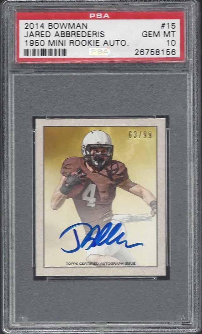 Jared Abbrederis Bowman 1950 Mini Rookie Autographs #15 Base