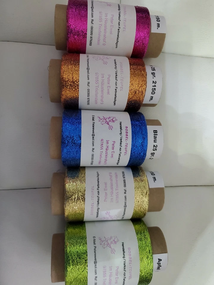 BOBBEL-TEUFEL Lurex Beilauf-Metallgarn Glitzer Konen Klöppeln Garn Viele Farben - Bild 3 von 3