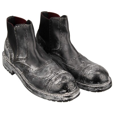 靴 1999s Dolce & Gabbana leather boots DOLCE & GABBANA Chelsea Vintage Leather Boots Shoes BERNINI Black