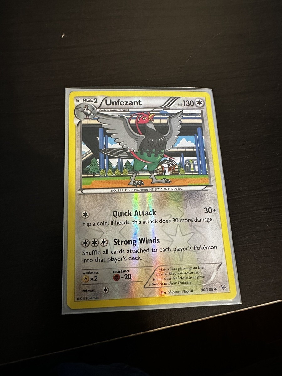 2015 Pokemon Card TCG Unfezant Roaring Skies 80/108 Reverse Holo RARE