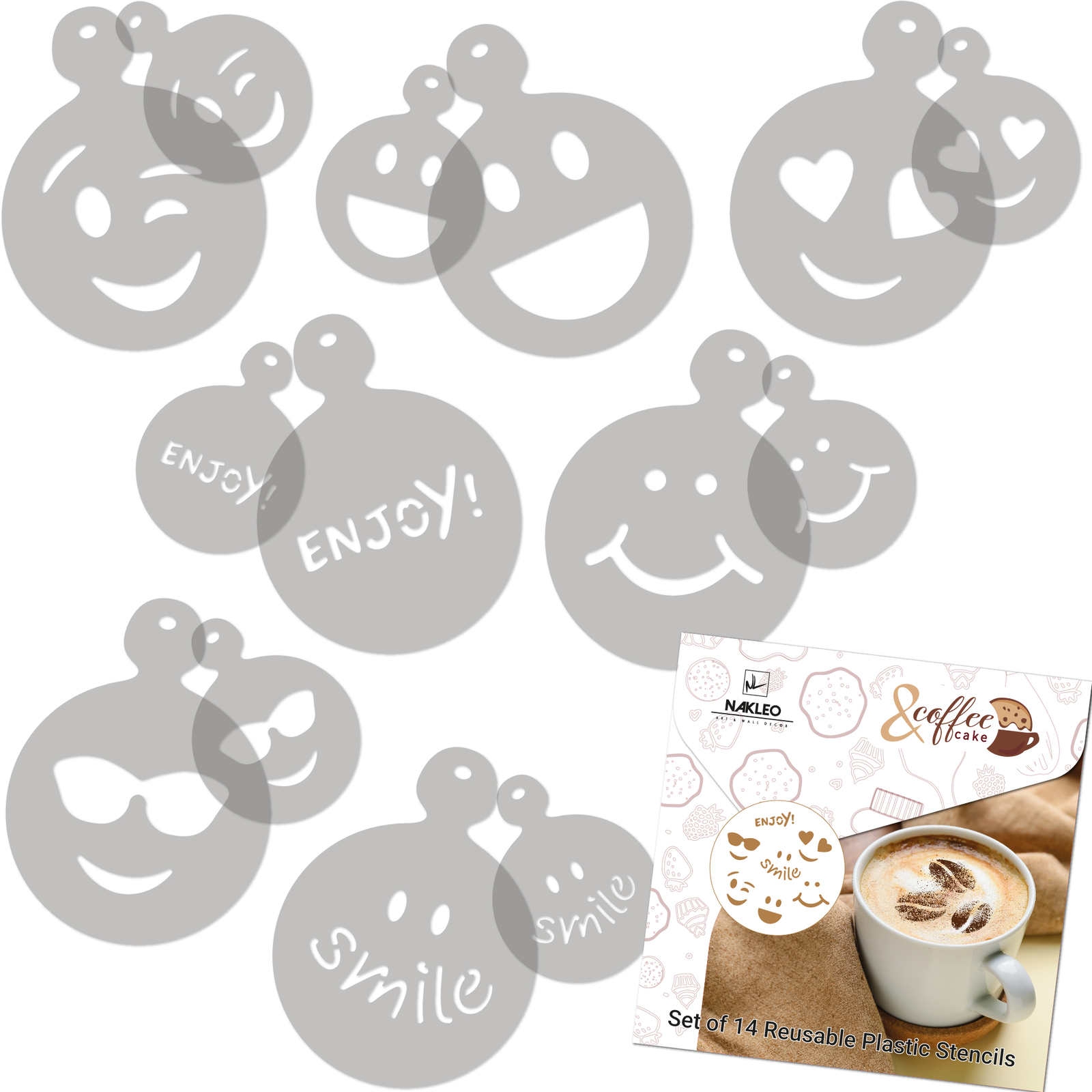 14 pcs Coffee and Cake Decorating Stencils // 11cm and 7cm // EMOTION
