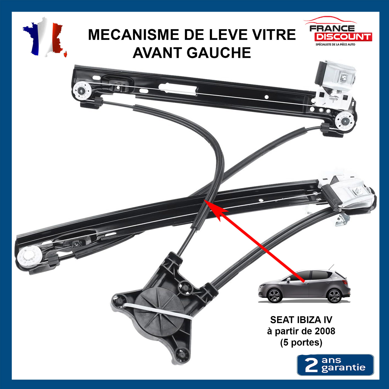Mécanisme lève-vitre AVG bloqué Seat Ibiza IV 5 portes solution de réparation