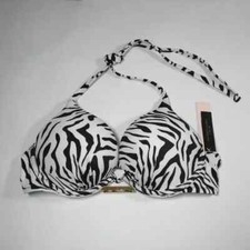 Victoria  s Secret Bombshell Add 2 Cups Zebra Bikini Bra Top S - C