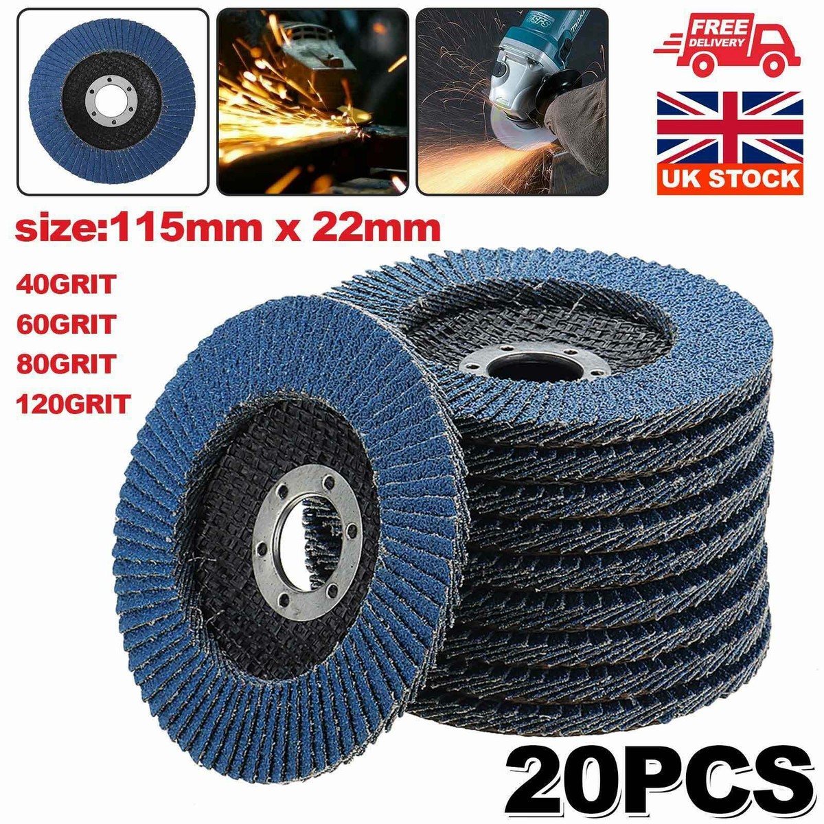 NEIKO 11107A 10 Pack Aluminum Oxide Flap Discs 4-1/2 For Angle Grinder, 60 Grit Flapper Wheel Flat T27 Grinding Wheel 4 5 Inch Flap Disc 7 8 Arbor Grindin
