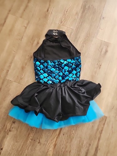 WEISSMAN Size CM M Med Dance Costume Turquoise Blue Black Sequins Jazz Tap Solo - 第 2/5 張圖片