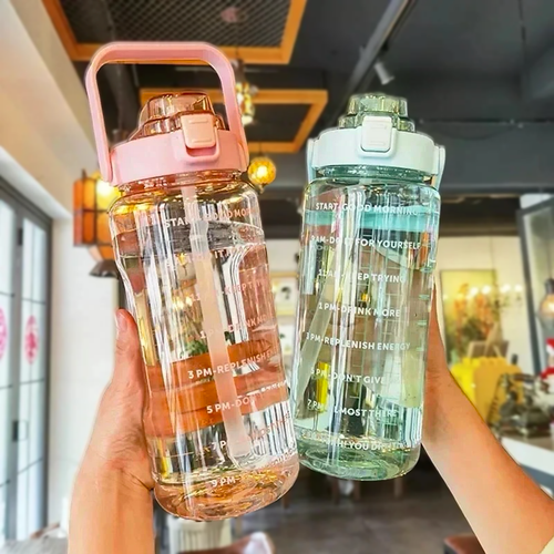 Half Gallon 64 OZ Motivational Water Bottle with Straw Time Marker BPA Free - Picture 34 of 57