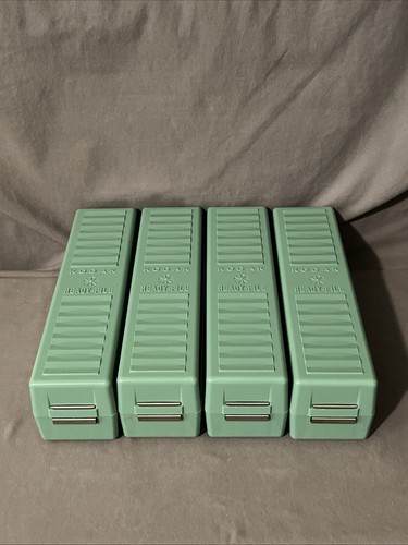 4x Kodak Ready File Kodaslide 35mm Slide Container Vintage Green Storage Boxes