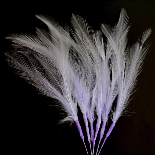 Narrow Feathers - Rooster Neck Hackle 6 Wired Stem Spray 18 Feathers -26 Colours - Picture 14 of 26