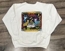 Vintage 80s 90s Rebecca Lee Baldwin Drink Your Java White Large Crewneck Sweater