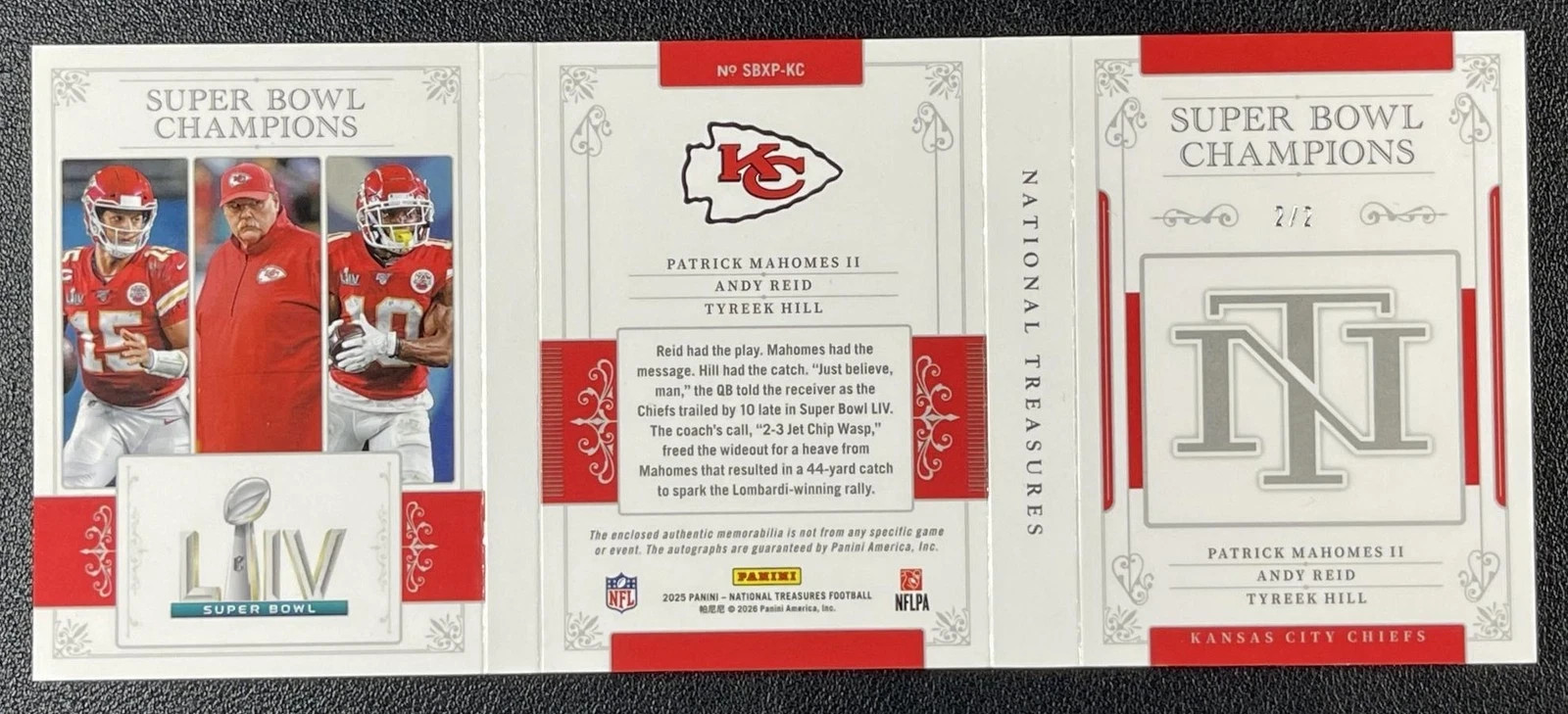PATRICK MAHOMES REID HILL 2025 NATIONAL TREASURES SUPER BOWL LOGO PATCH AUTO 2/2 view 4