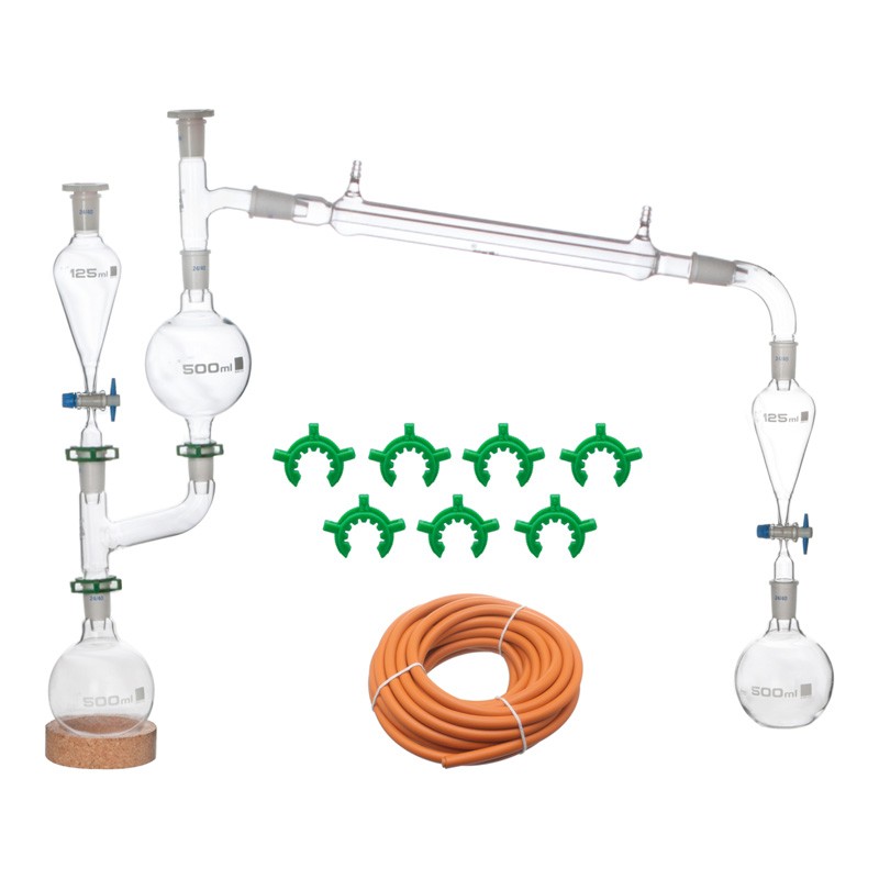 Essential Oils Extraction Apparatus, 23 Piece Set - Glass Steam Distillation-image