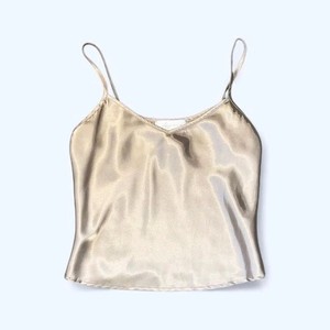 Vintage 90s Lucy Pereda Champagne Satin Camisole Tank Top