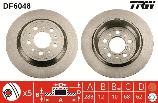 2X TRW Bremsscheibe DF6048 FüR V70 876 874 875 S70 Volvo 1 AWD Tdi-image