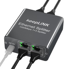 Gigabit Ethernet Splitter 1 To 3 Network RJ45 1000Mbps Internet Adapter Metal