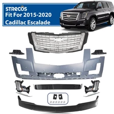 Front Bumper Cover Grill Assembly Set For 2015-2020 Cadillac Escalade w/Foglight