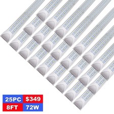 25 Pack 8Ft Garage Led Shop Lights T8 72W 8 Foot Ceiling Light Fixtures 6500K CW