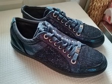 RRP £109.95 Moda In Pelle Navy Leather Sparkle Fiola Trainers Size UK 8 EU41 VGC