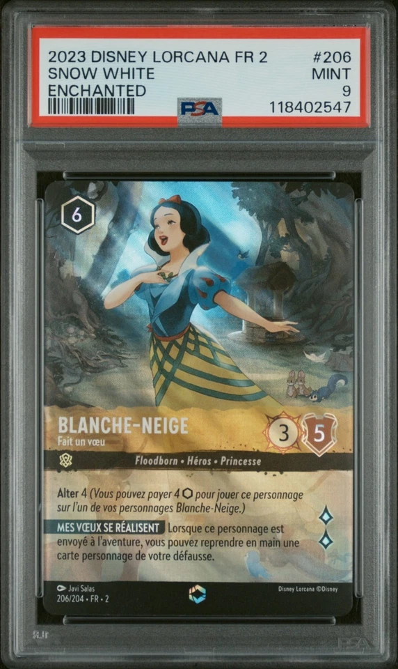 🇫🇷 BLANCHE-NEIGE 1st PSA 9 - ENCHANTÉE 206/204 CHAPITRE 2 Carte Lorcana 🇫🇷 - Photo 2/3