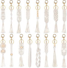 16 Pack Mini Macrame Keychains Cute Boho Macrame Bag Charms Handcrafted Aestheti