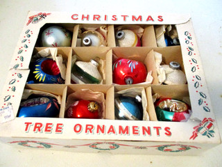12 Vintage Poland & Shiny Brite Glass Christmas Tree Oranaments
