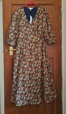 Seasalt Wild Spring Terracotta Midi Wrap Dress NWT Sze 10 Boho Cottagecore Folk