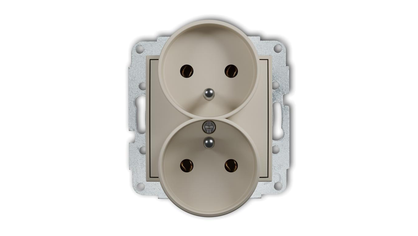 MINI double socket mechanism for frames with 2 x (2P + Z) grounding (with /T2UK