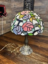 Roses flowers design 19" tall stained glass lamp