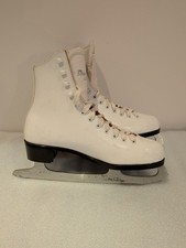 Vintage Dominion Silver Figure Skates Women's Size 10 Ladies Ice Skates White 