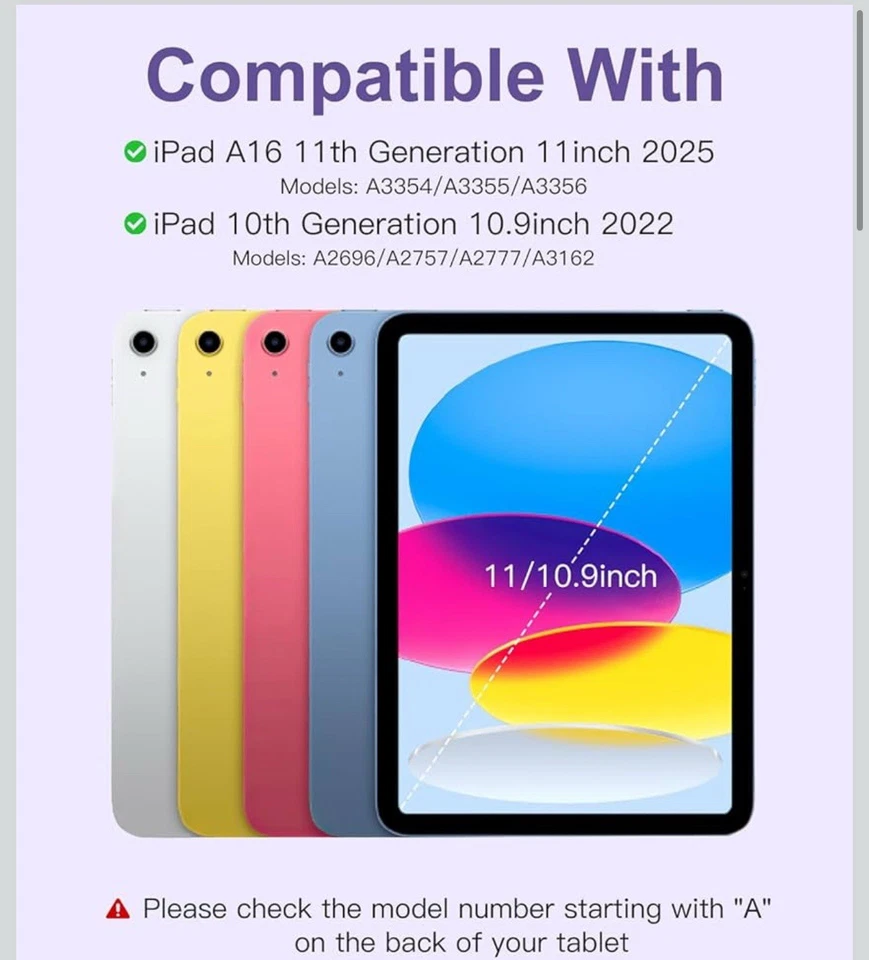 Folio Keyboard Cover Stand 7 Color Backlit Detachable Case For iPad A16 10.9/11” - Image 4 of 4