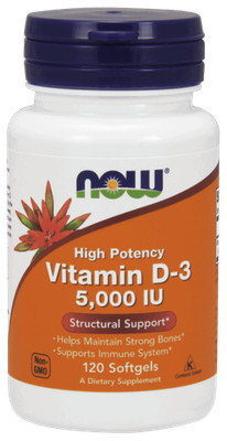 NOW FOODS Vitamin D3 5000 IE (Vitamin D3) - 120 Kapseln