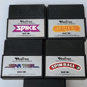 Vectrex GCE 5x Arcade Game Lot: Spike+Berzerk+Star Trek+Spinball+Hyperchase