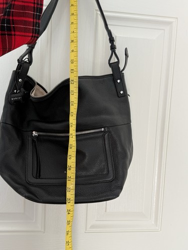 Radley London Black Pebbled Leather Hobo Bucket Shoulder Bag Purse EXCELLENT - Picture 3 of 19