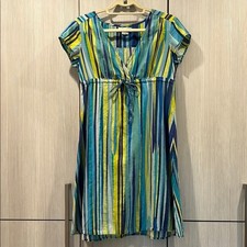 Boden | Empire Waist Faux Wrap Mini Dress 100% Cotton | Blue/Yellow | Sz 4R