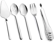 Large Hostess Serving Utensils Set,18/10 Stainless Steel Heavy Duty 10Inch Servi