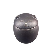 Cat Urn, Smiley-Cat Black Ceramic Pet Urn Commemorative Memorial Brand New 