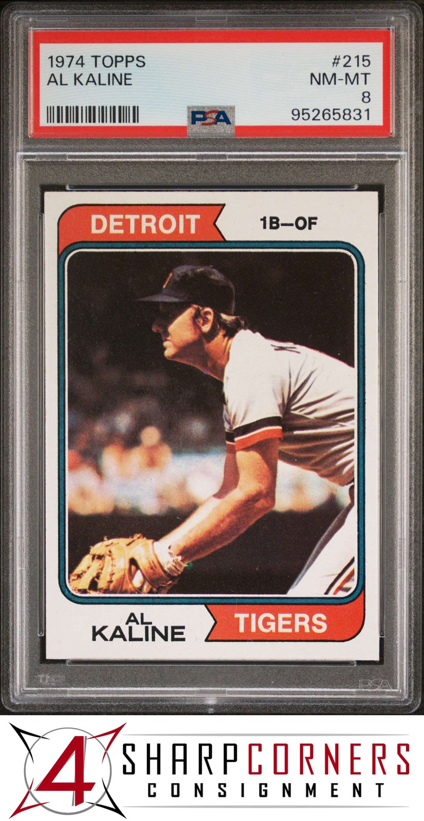 1974 TOPPS #215 AL KALINE TIGERS HOF PSA 8