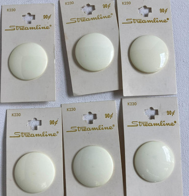 Buttons Vintage Streamline Industries Inc White Plastic 1-3/8'' in.  France