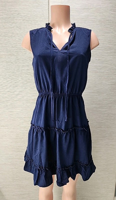 Nwt Cupshe Dark Blue NAVY Short Ruffle  Women's Dress Size small.