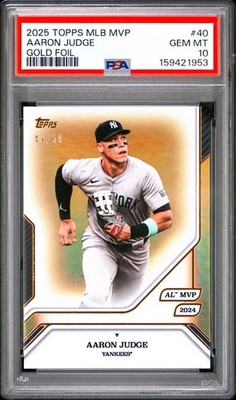 AARON JUDGE Yankees 2025 TOPPS MVP COLLECTION #40 GOLD FOIL #/50 PSA 10 Pop 4 💎