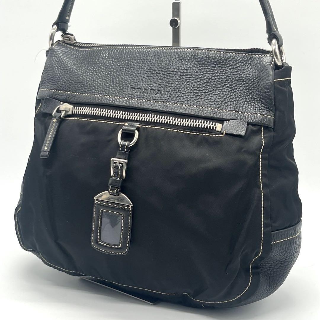 PRADA Pocono One Shoulder Handbag in Black Style 24120608 PGG3IO